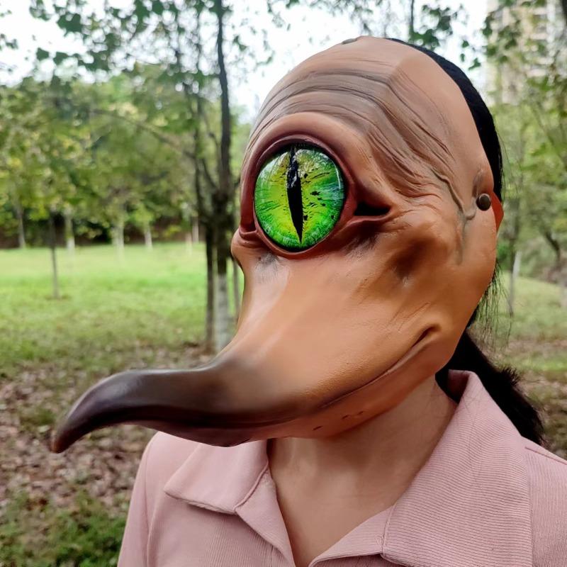 Mask Halloween Latex Half Face Mask Party One Eyed Monster Long Mouth Monster Bird for Halloween Costume Cosplay Props