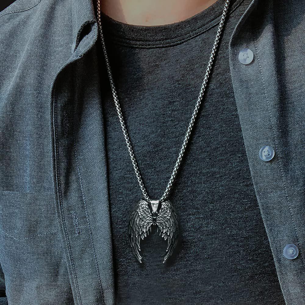 Hot-selling Retro Angel Wing Pendant European and American Mens Fashion Creative Pendant Necklace Accessories