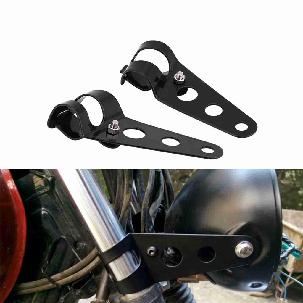 1 Pair Stainless Steel Motorcycle Headlight Bracket Fork Small Mount Stand Support (Black)