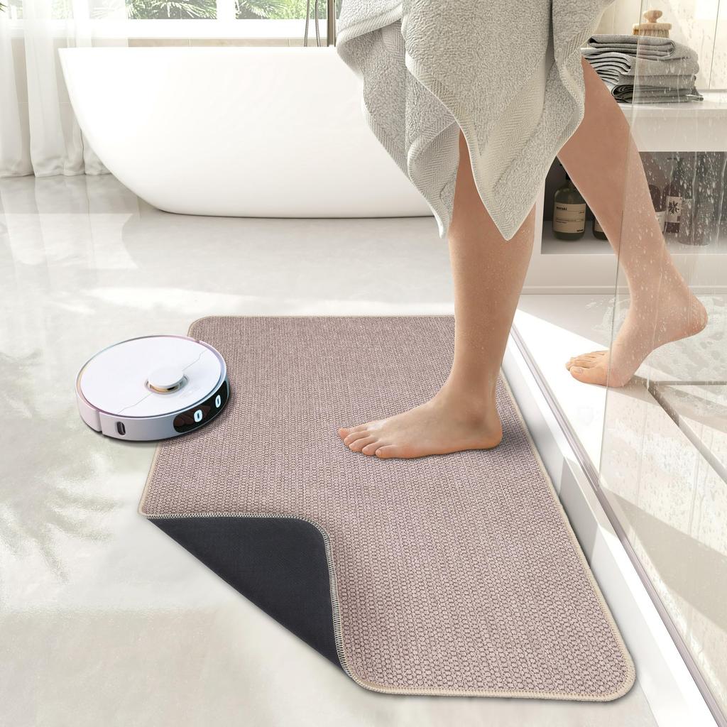 Bath Mat: 17''x27'' Quick Dry Ultra Thin Design   Non Slip Rubber Backing Super Absorbent Rug for Floor  Shower  Sink  Dark Grey  2 Pack