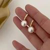 Women's French Retro Korean Pearl Earrings - Grey, High-Gloss, Simple, Elegant