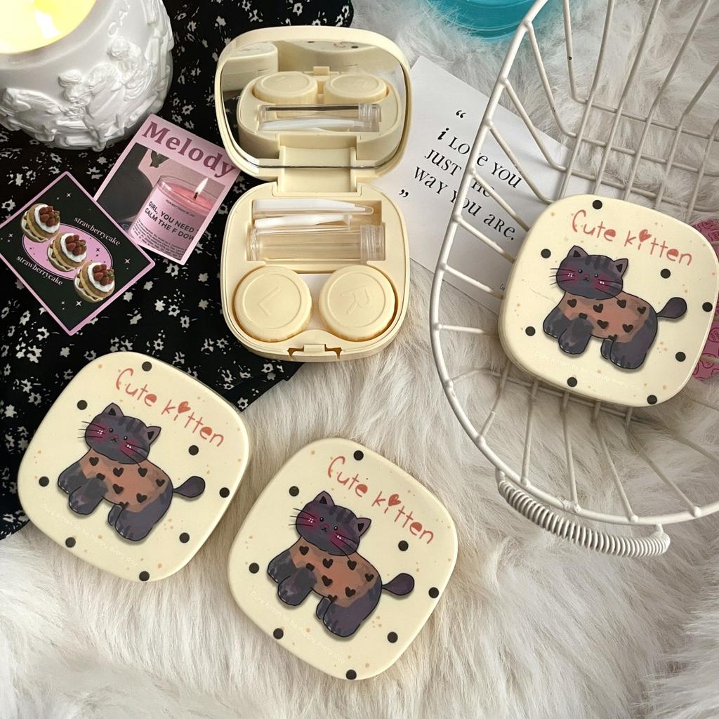 Конфетный одноцветный футляр для контактных линз, пластиковая цветная коробка для контактных линз, портативная коробка для хранения контактных линз, мини-коробка для ухода