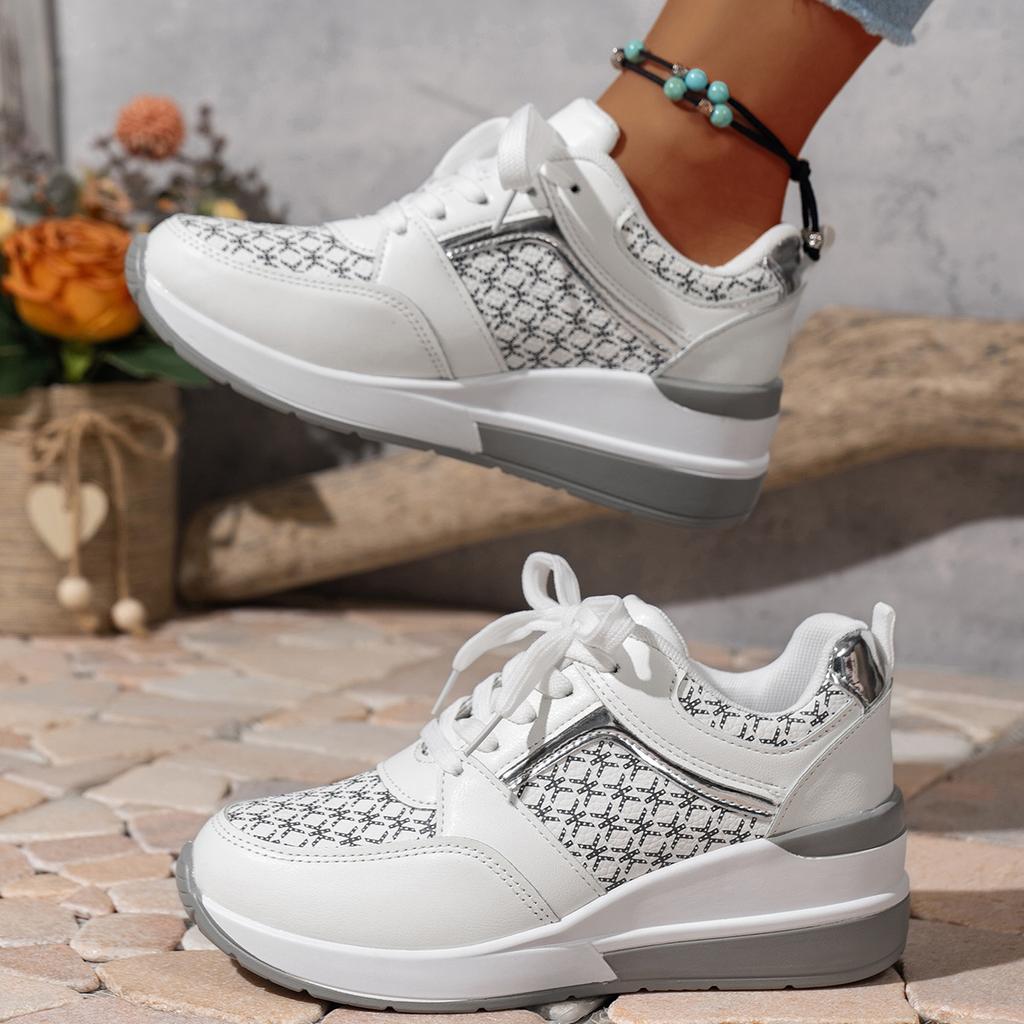 Women's Trendy Platform Sneakers Casual Lace Up Outdoor Shoes Comfortable Low Top Sport Shoes Plus Size Shoes 36-43