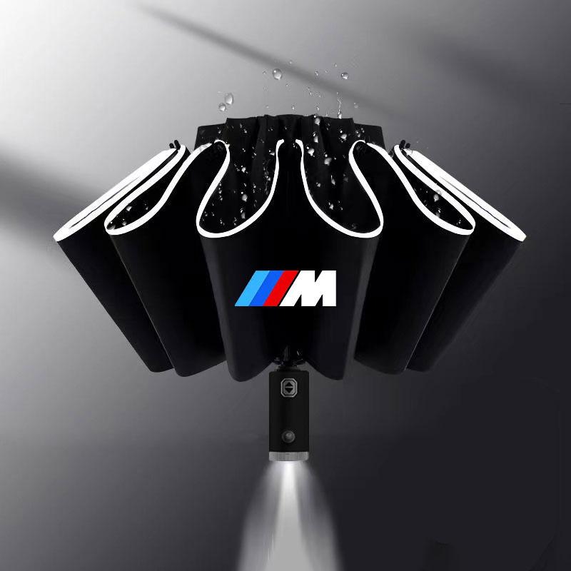 LED Automatic Folding Umbrella Windproof Umbrella Sticker For BMW M Power X1 E84 X3 F25 X5 E53 X6 E71 IX3 I3 320i 330d M4 1 3 5