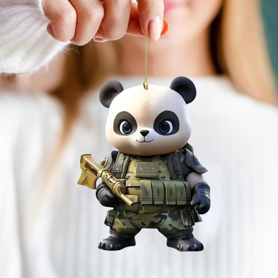 Панда Рождественское украшение 2D Акриловая Мультяшная Панда Рождественская Елка Подвесное Украшение Милые Аксессуары для Интерьера Автомобиля для Зеркала Заднего Вида Автомобиля Украшение для Елки