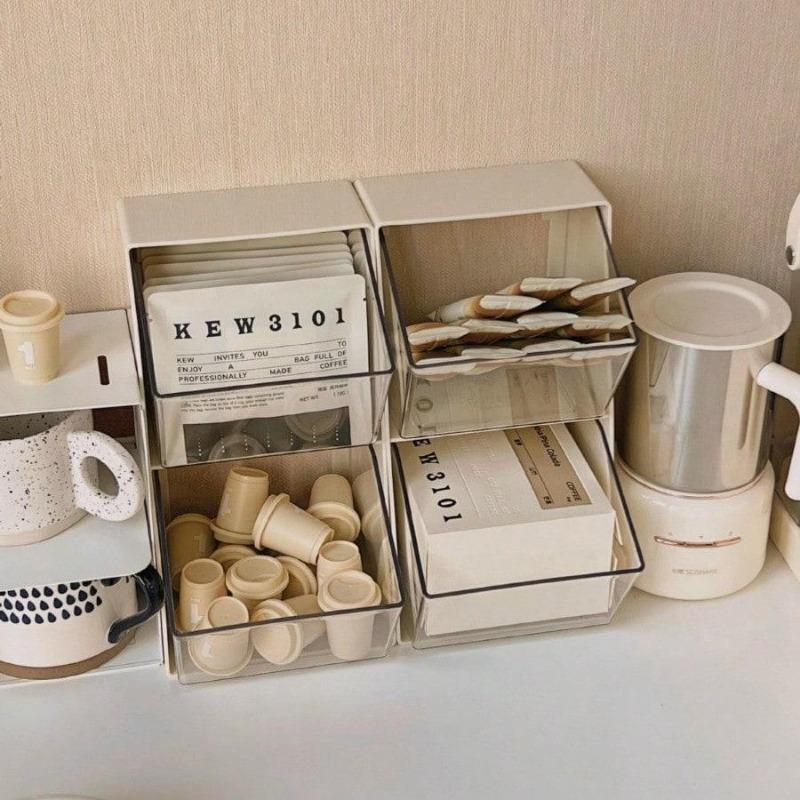 1 шт. Ящик для хранения чайных пакетиков, ящик для хранения капсульного чая и кофе, кладовая в офисе, ящик для хранения при входе, полка, подходит для хранения и организации рабочего стола