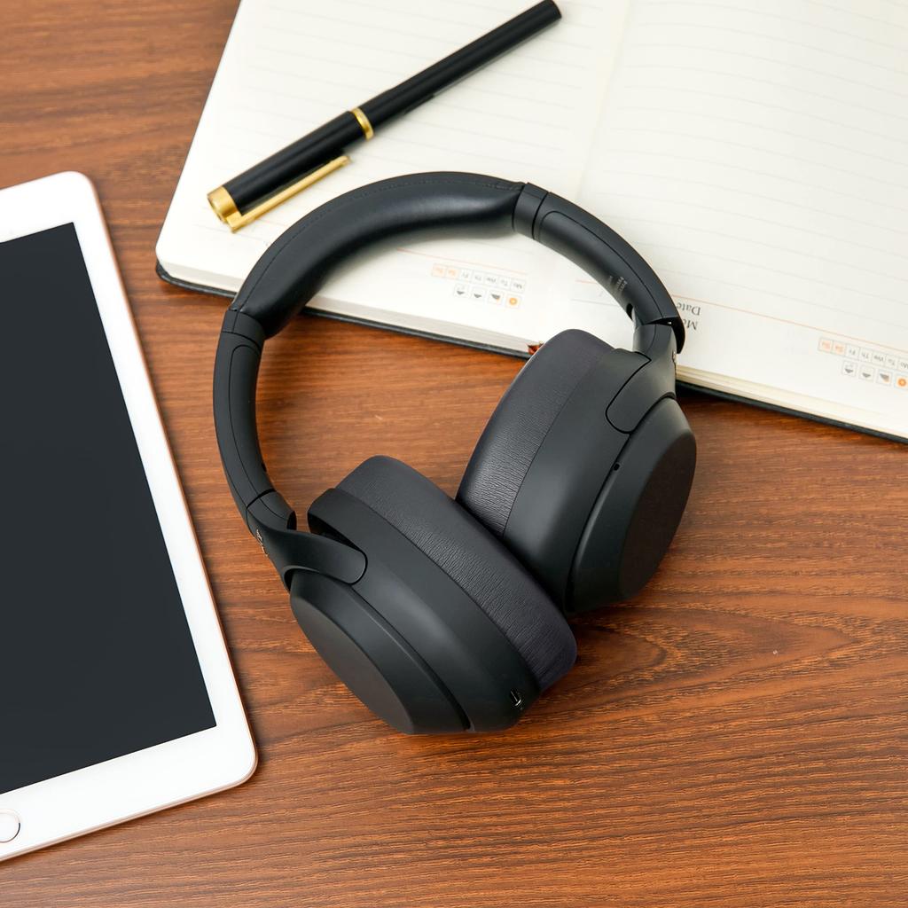 Толстые амбушюры для наушников WC Sony WH1000XM4 из мягкой искусственной кожи с шумоподавлением премиум-класса, увеличенной толщиной и включенным датчиком, черные -