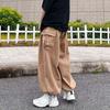 Men Pants with Multi Pockets Elastic Waist Wide Leg Oversized Vintage Cargo Pants Solid Color Streetwear Slacks for Outdoor Hiking Camping
