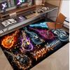 Music Guitar Theme Soft Crystal Velvet Rug Custom Name & Text Print Non Slip Floor Rug for Bedroom Living Room
