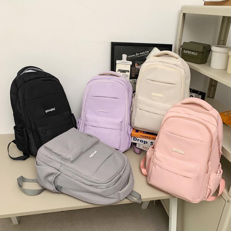 Школьная сумка для школьников средней школы, мужской рюкзак большой вместимости для путешествий, компьютерный рюкзак, однотонный женский рюкзак