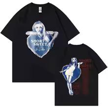 Sabrina Carpenter Singer Print T-shirt Unisex Soft Cotton Short Sleeve Oversized Loose Pop Music Fan Casual Street Fashion Tees 2