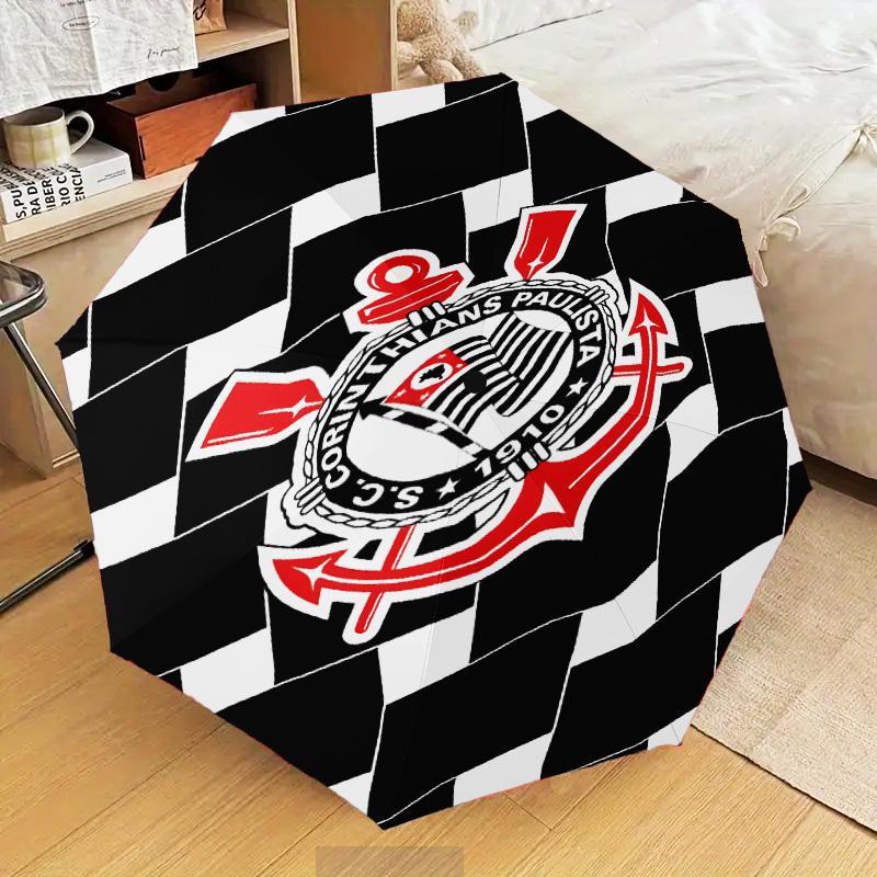 1PC Sport Club Football Crest Printed Umbrella Folding umbrella, automatic umbrella 8-Frame for Travel, camping Fan gifts Christmas Gifts