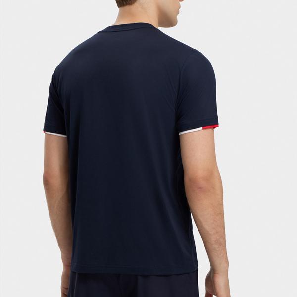 Fila Ss23 Теннисная спортивная футболка с коротким рукавом и круглым вырезом для мужчин Топы Темно-синий A11M323104FNV