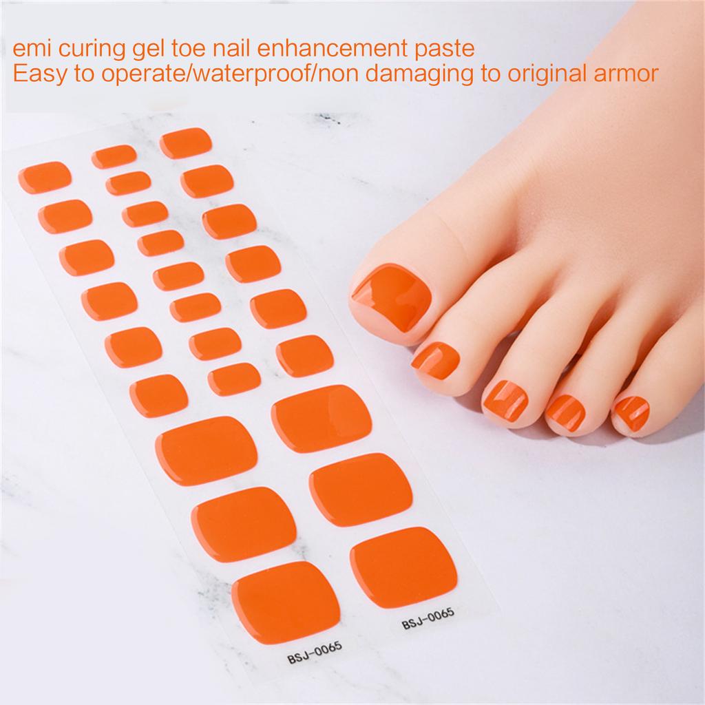 Semi Cured Gel Toe Nail Strips Long Lasting Nail Polish Strips Salon Gel Nail Sticker Nail Art Wrap Decoration for Women