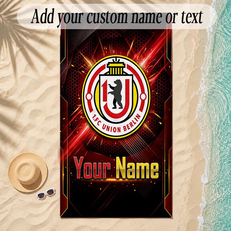Beach TowelUnion Berlin FC Custom Name Text Personalized Soft Towel for Beach Pool Indoor Home Decor Gift