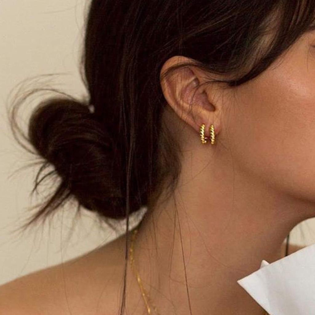 Маленькие плетеные серьги-кольца с закруткой: Ретро Европейская и Американская Высокая Мода