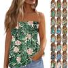 Летние топы-трубы для женщин, милая сексуальная футболка без рукавов с открытыми плечами и цветочным принтом