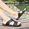 Fashion Summer Outdoor Genuine Leather Slippers Men's Half Drag Mens Sandals Slippers Fashion Mens Shoes Casual Non-Slip Beach Sandals