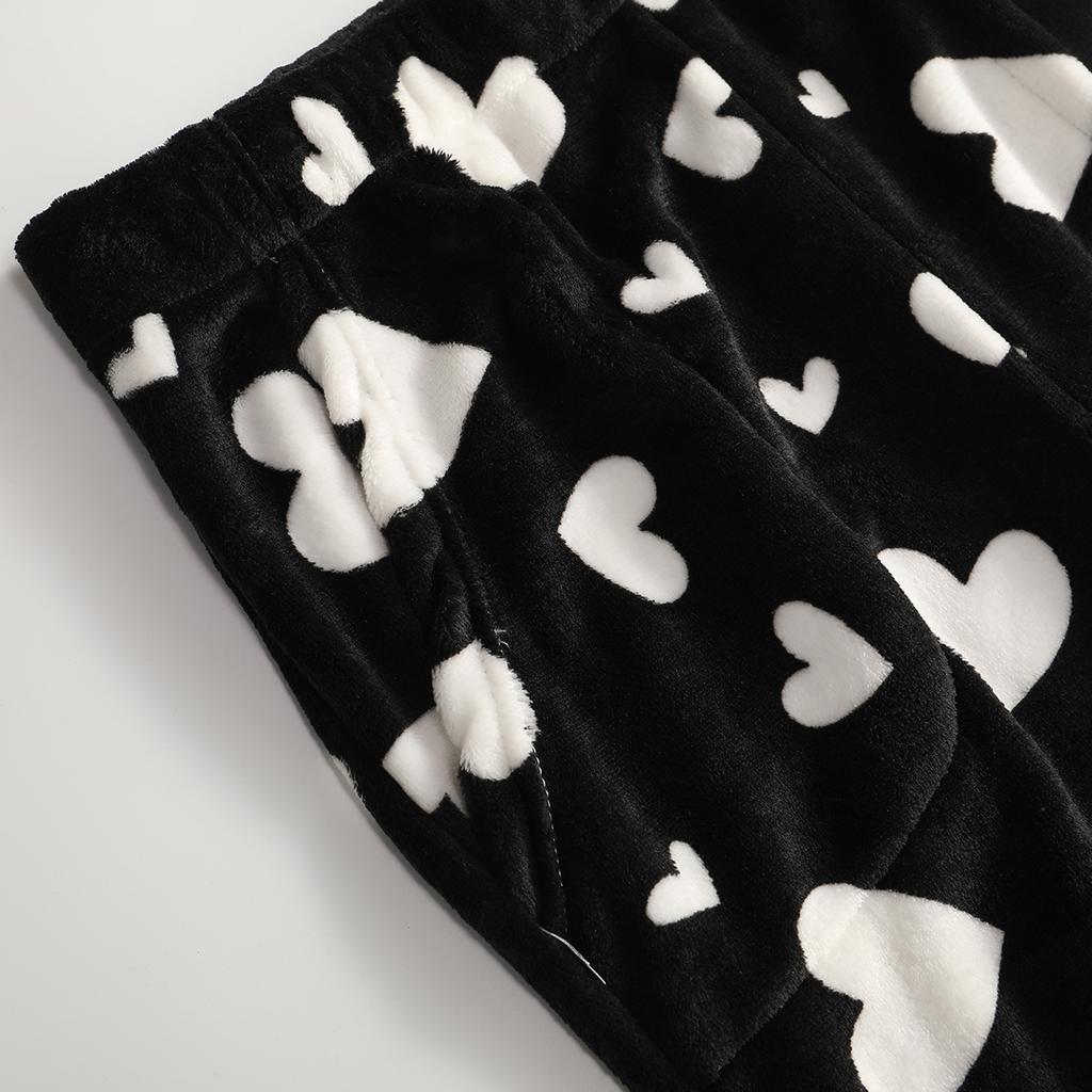 Женские пижамные брюки плюшевые штаны для сна мягкие пижамные брюки с эластичной талией узорчатые брюки с 2 карманами