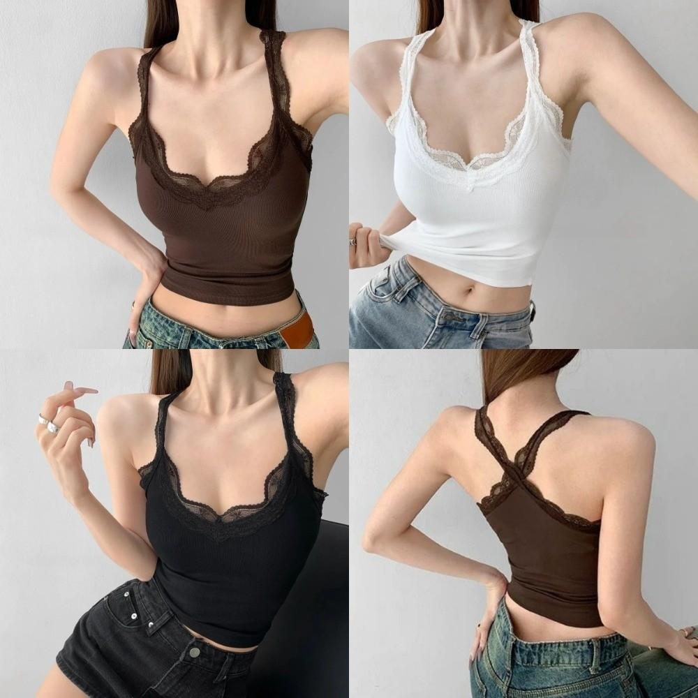 Hollow Lace Corset U-neck Lace Suspender Vest Elegant Ruffled Lace Camisole Ladies