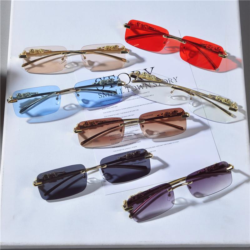 Retro Leopard Head Metal Sunglasses Frameless Sun Glasses Men's And Women's Small Frame Classic Glasses UV400 Eyeglasses