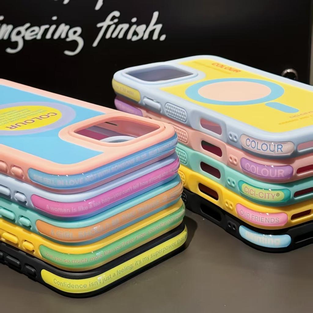Для iPhone 13 14 15 16 17 Pro Max Чехол Magsafe Счастливый Цвет Дофамина Противоударный Защитный Чехол от Падений для Летних Девушек