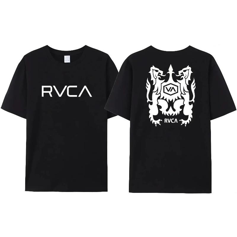Летняя Модная Брендовая Футболка RVCA Мужская Женская Большого Размера Свободная С Коротким Рукавом Модный Дизайн Футболка Streetwear Модный Топ