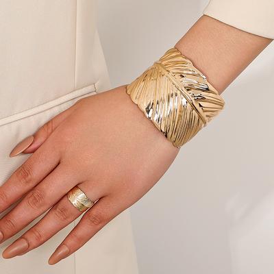 Модный и элегантный женский браслет-кольцо в виде листа