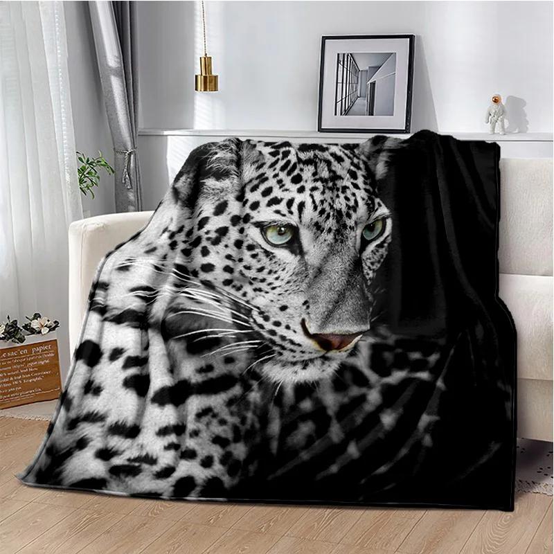 Plush Fleece Beast Animal Roses and Leopard Cheetah Throw Blanket Home Bedroom Bed Sofa Picnic Travel Cover Kid Soft Blanket