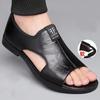 Men's Sandals 2025 New Men's Beach Shoes Hollow Breathable Non-slip Outer Wear Casual Large Size Leather Sandals Men