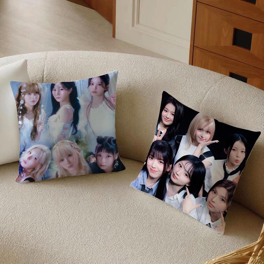 Casual daily kpop girl group fans gift NNMIXX Cushion Cover Daily Washable Linen Pillowcase Soft for Sofa Bed Home Room Decor