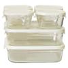 Iwaki Pack Microwave Storage White & Containers, Square, 7-Piece Set,