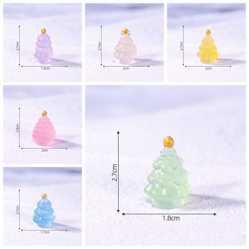 10pcs Cute Luminous Christmas Tree Figurines Merry Christmas Decoration  Car Accessories
