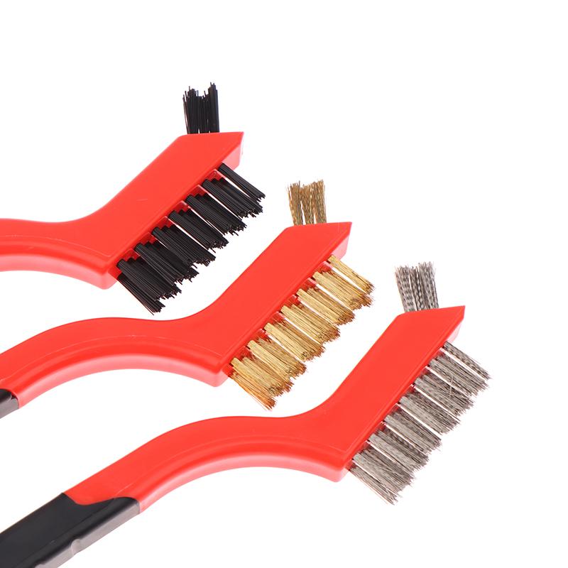 Мини-набор из трех кухонных щеток для газовых вытяжек, удаление жира и пятен, чистка варочных панелей, стальная проволока, маленькая