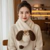 Knitted Plush Scarf Dog Winter Cashmere Scarves Retro Wool Shawl  Girl
