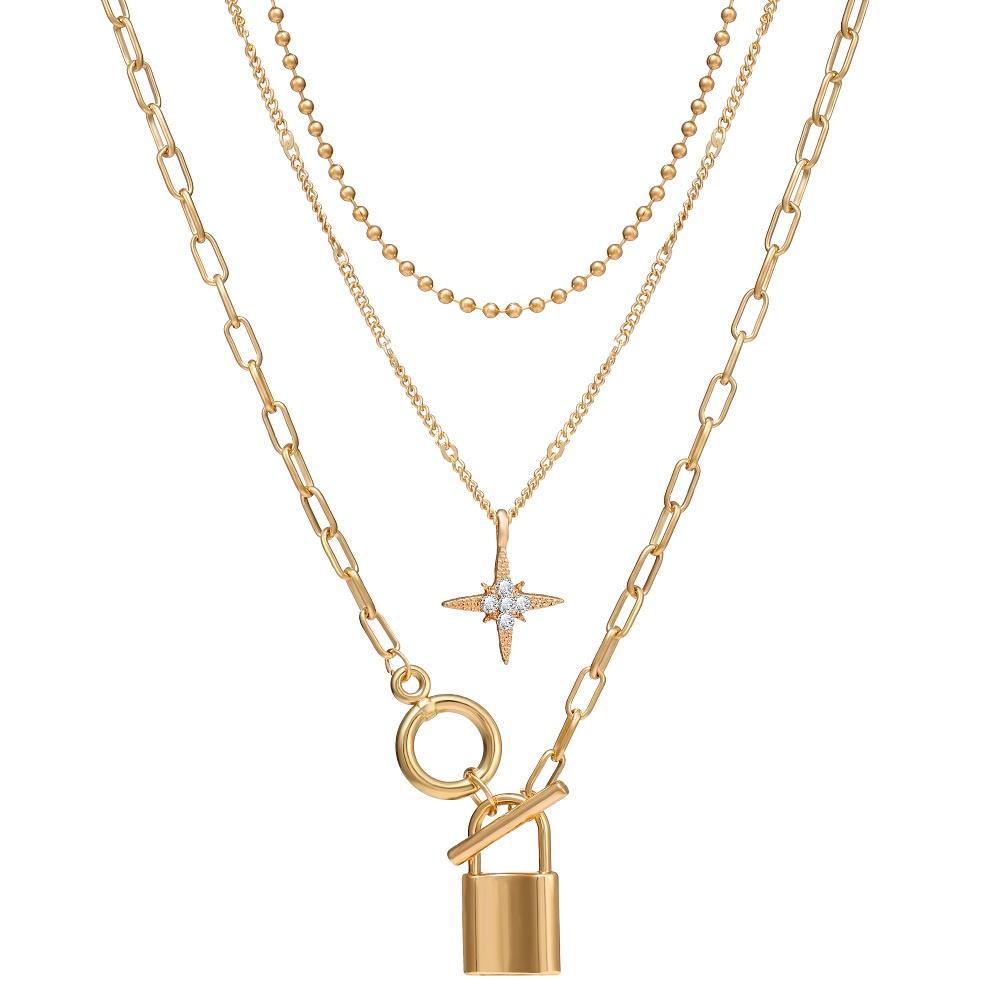 iF ME Модное многослойное золотое ожерелье, кулон с замком и бабочкой, змеей, цепочка, колье, женские ювелирные аксессуары