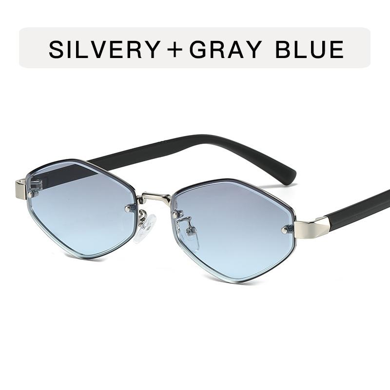 Fashion Small Polygonal Sunglasses Women Metal Rhombus Sun Glasses Ladies Hipster Sexy Cat Eye Shades Vintage