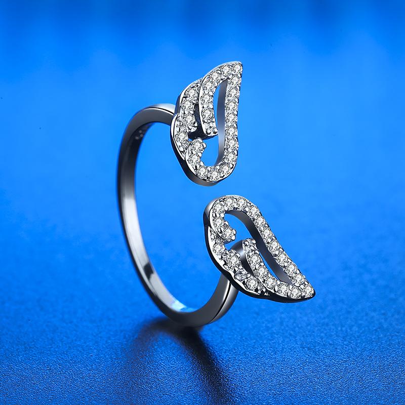 Кольцо из серебра 925 пробы Сердце AAA Циркон Открытое регулируемое Помолвочное Для женщин Свадебные Модные украшения Подарки для вечеринок