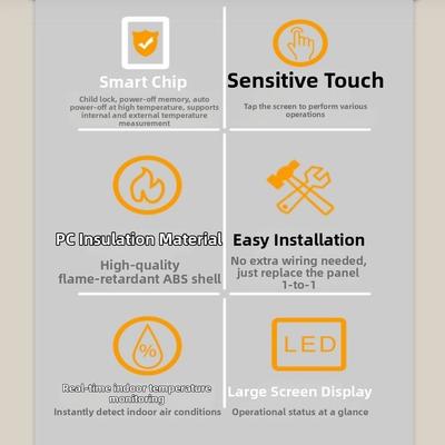 White Backlight Floor Heating Controller 16A Current Temperature Panel Room Temperature Control