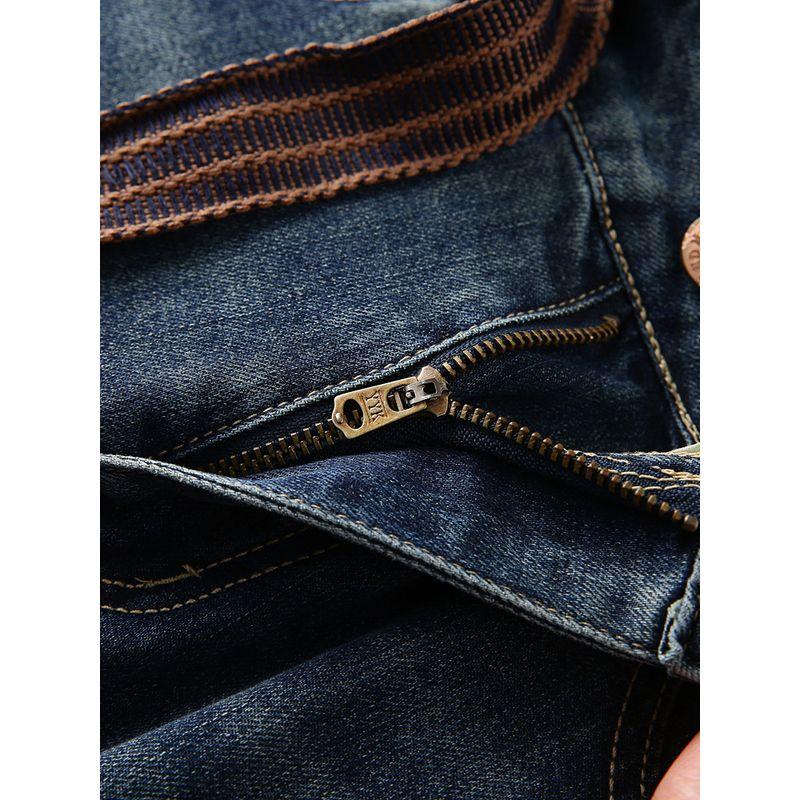 Тяжелый Хороший Товар Стандартный Ремень Излишки Заказа Внешней Торговли Мужские Четыре Сезона Повседневные Эластичные Прямые Зауженные Джинсы Брюки