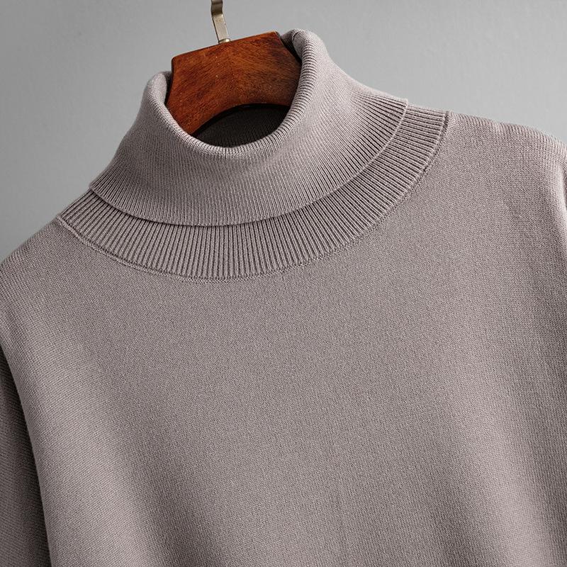 Autumn and Winter Women's Knitted Sweater Set High Neck Solid Color Slit Sweater Loose Casual Long Sleeve Tops Long PantsTwo Piece Set