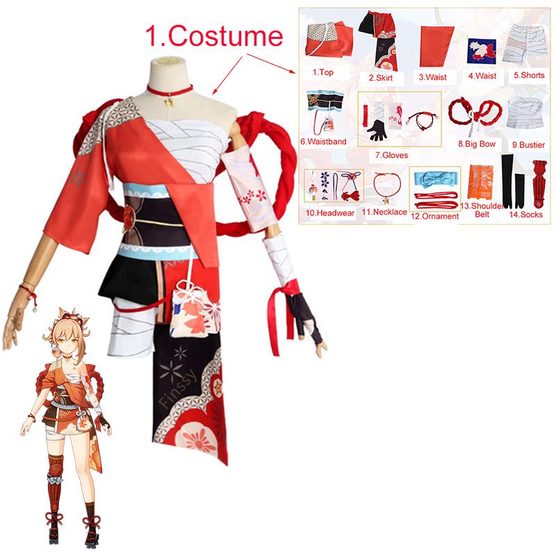   Yoimiya Косплей Костюм Хэллоуин Карнавал Вечерние Аниме Косплей Костюм Реквизит Ювелирные Изделия Парик