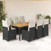 VidaXL Garden Bistro Set 9 Pcs Cushions Black Poly Rattan 3276983