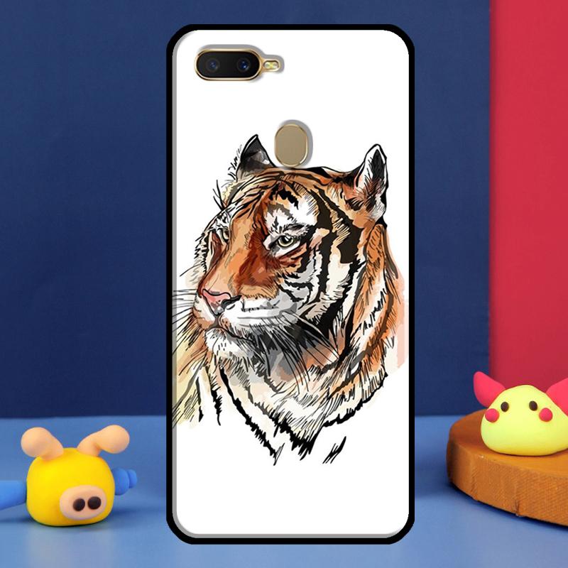 Чехол с изображением лица льва и тигра для Oppo A16 A76 A96 A58 A78 A98 A5 A9 A91 A15 A17 A77 A52 A72 A74 A94 A54S A57S