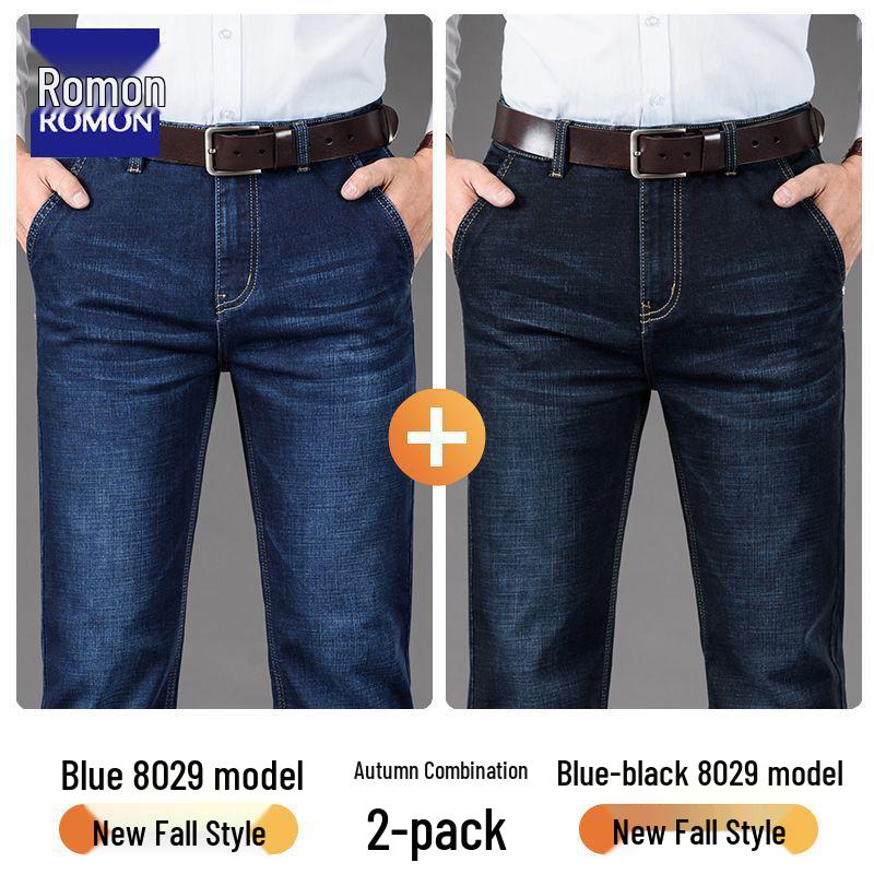 Мужские джинсы прямого кроя стрейч Romon - Осень/Зима 2025: Универсальные повседневные длинные брюки для среднего возраста