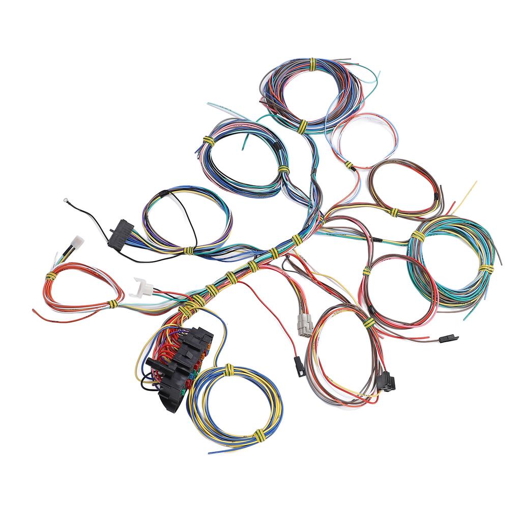 Universal 22 Circuit Wiring Harness Kit with Fuse and Installation Instructions for Any 12 Volt Vehicle