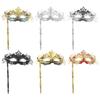 Party Phoenix Tail Flower Venetian Masquerade Mask with Holding Stick Costume Mask Halloween