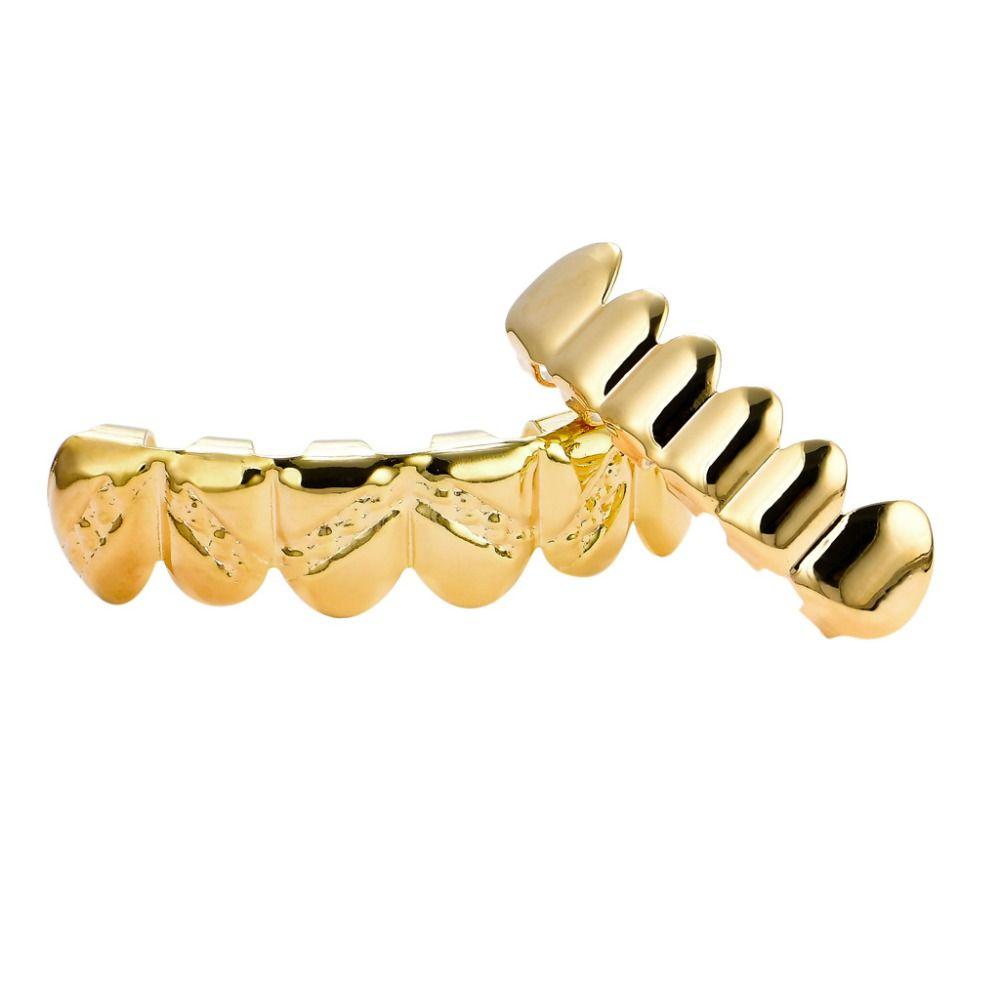 Модные золотые серебряные хип-хоп накладки на зубы Grillz верхние нижние металлические колпачки на зубы стоматологические украшения для мужчин женщин