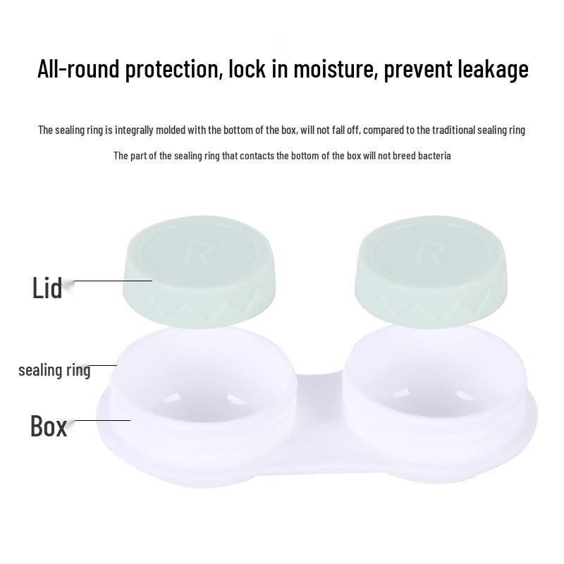 Compact Minimalist Contact Lens Case with Mirror - Leak-proof, Double-Compartment Storage