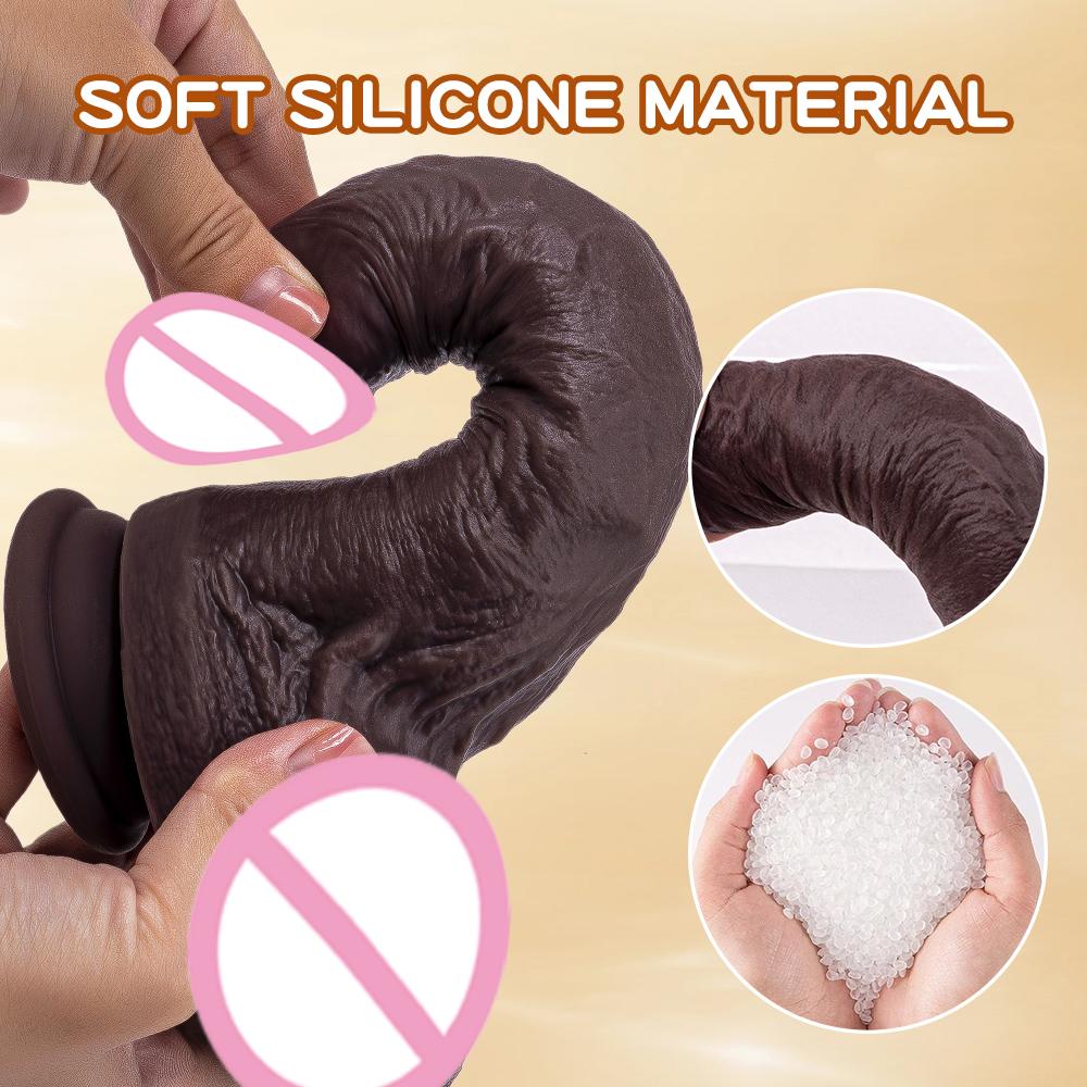 Реалистичный Мягкий Дилдо Большой Головка Член Двойной Силиконовый Пенис Вагинальная Мастурбация Присоска Дик Женщина Мужчина Анальные Секс-Игрушки